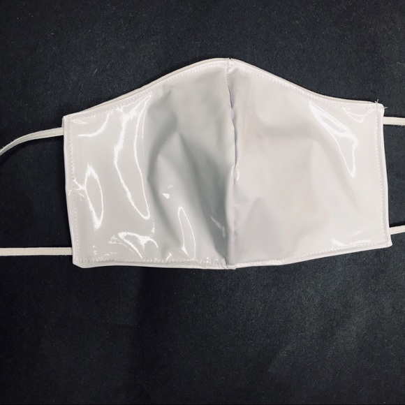 Handmade White Vinyl PVC Face Mask Wet Look Cosplay Costume Womens Mens Cyber - Picture 3 of 9